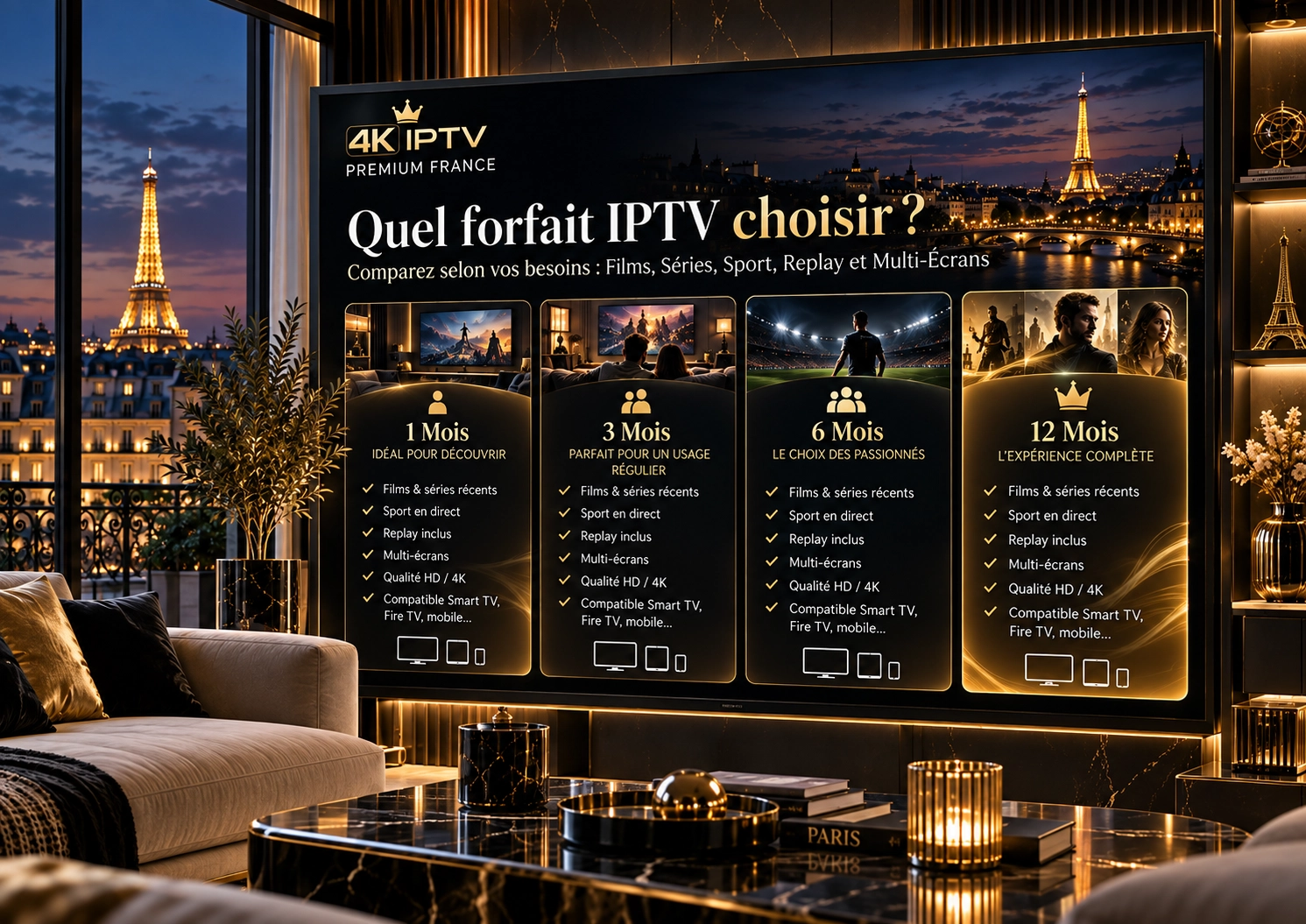 Forfait IPTV utilisable sur plusieurs appareils compatibles